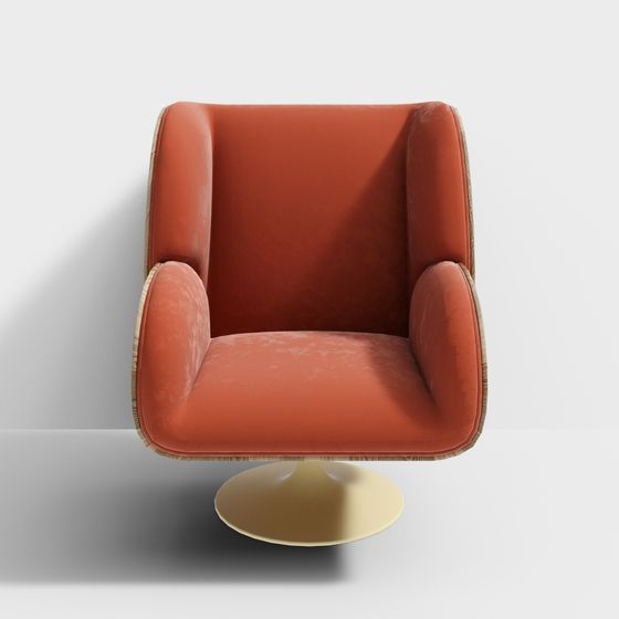Elegant Coral Velvet Chair 3D model