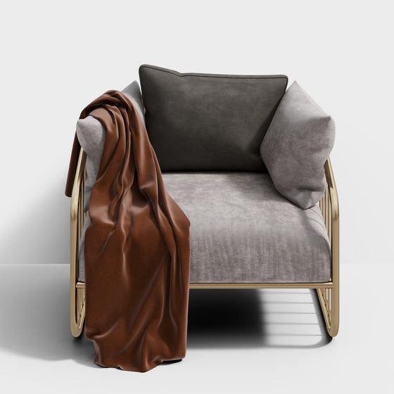 Elegant Low-Polygon 3D Armchair Model for Modern Interiors