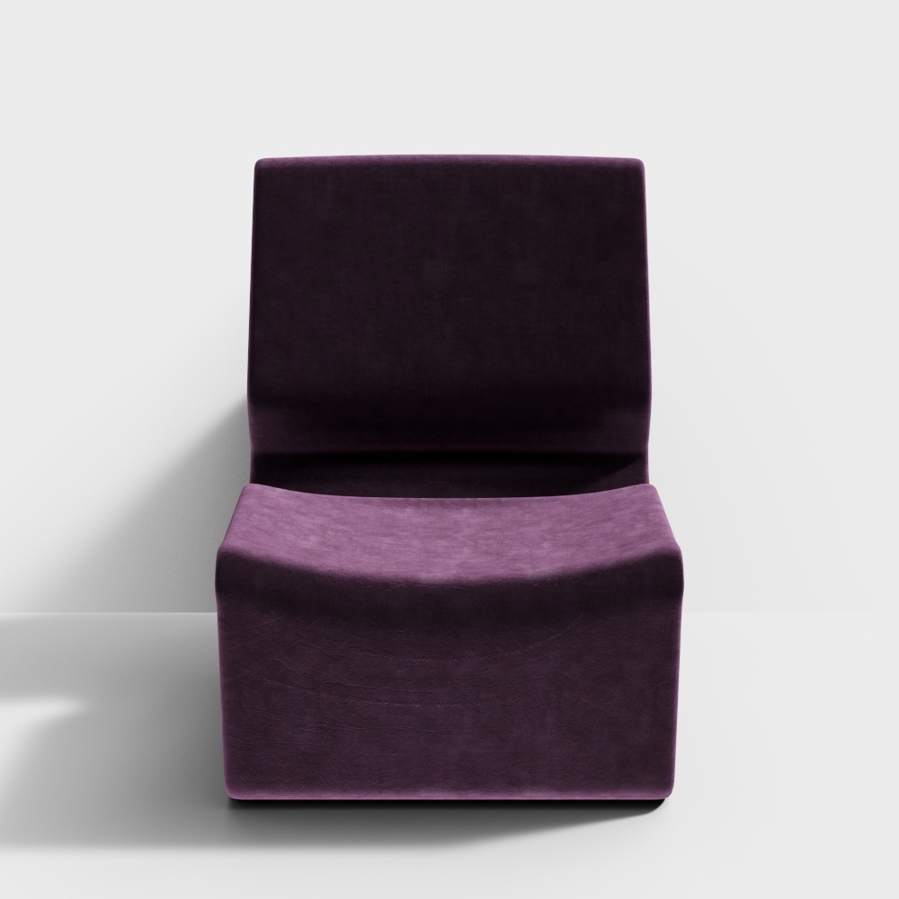 Velvet Ottoman 3D Model – Plush Purple Design