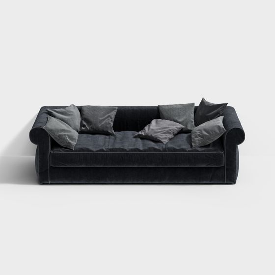 Stylish Velvet 3D Sofa Model for Modern Homes