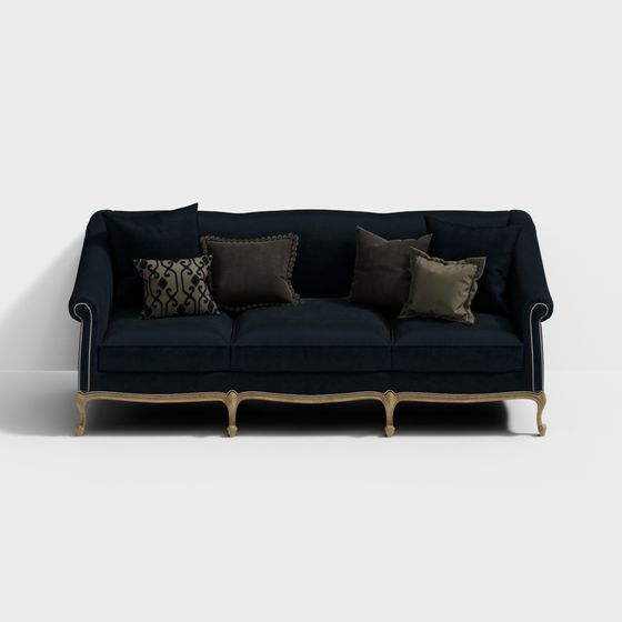Elegant Velvet Sofa 3D model