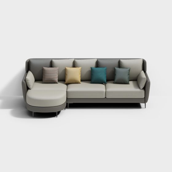 Stylish Low-Polygon Sofa 3D Model
