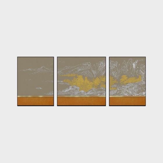 Mountain River Triptych 3D model