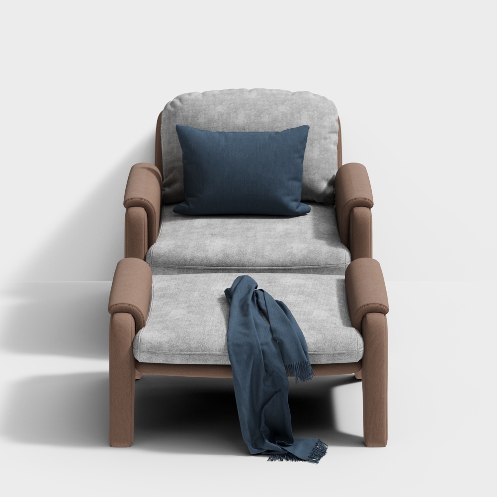 Nordic Single Sofa and Ottoman Set