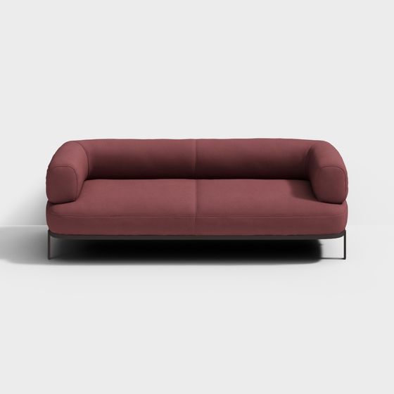 Stylish Low-Polygon Red Sofa 3D model