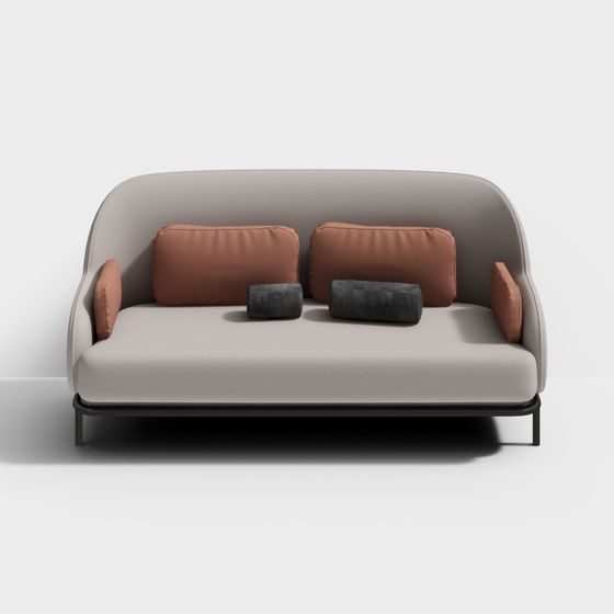 現代雙人沙發8-米色