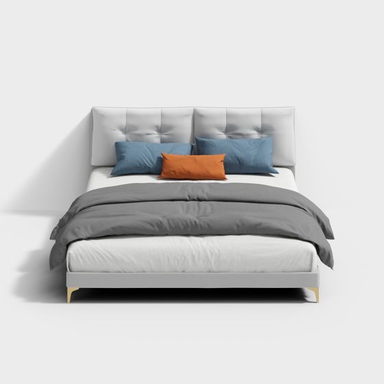Elegant Low-Poly Bed 3D model for Modern Interiors