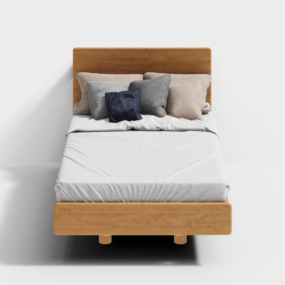 Elegant Low-Poly Bed 3D Model for Modern Homes