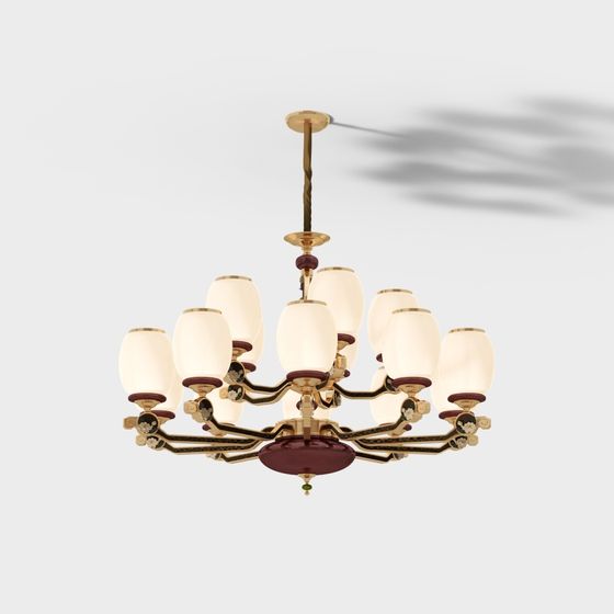 Elegant Chandelier 3D model with Gold Frame