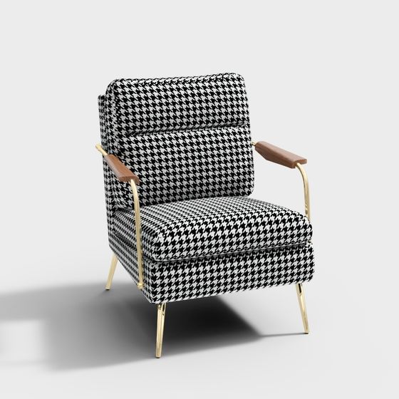 Classic Checked Armchair 3D model for Stylish Spaces