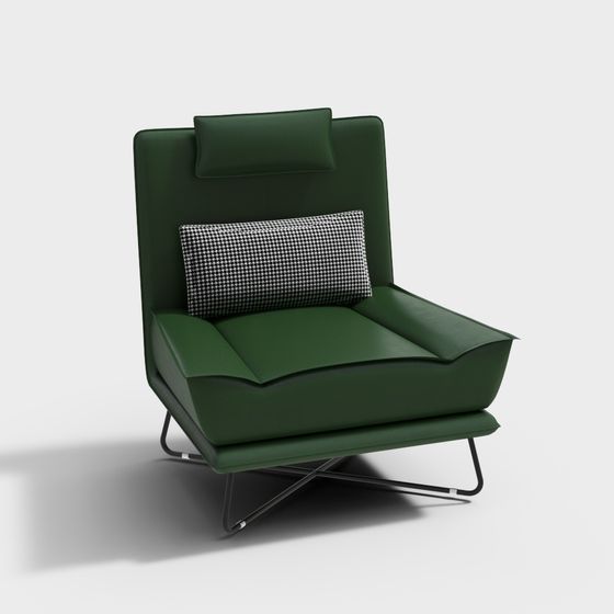 Stylish Green Leather Sofa 3D Model for Modern Spaces