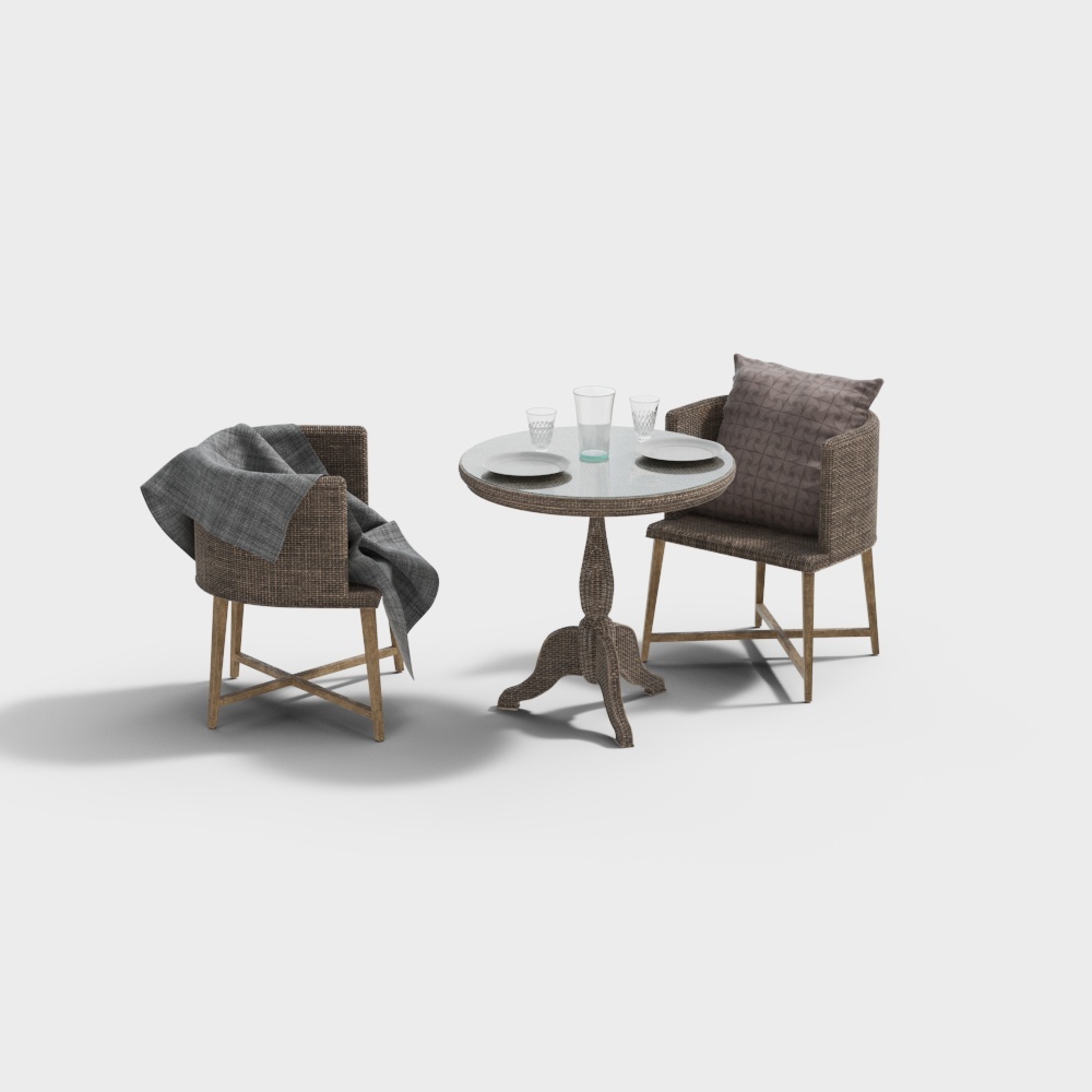 Modern outdoor dining table chairs - rattan