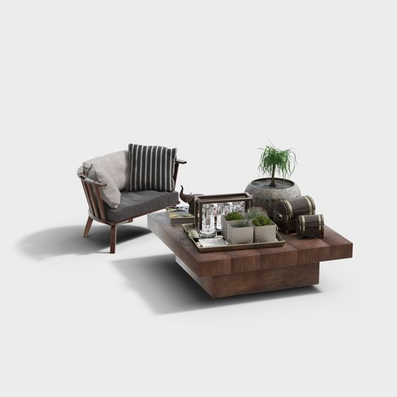 Artistic Low-Poly Furniture Set 3D model for Modern Interiors
