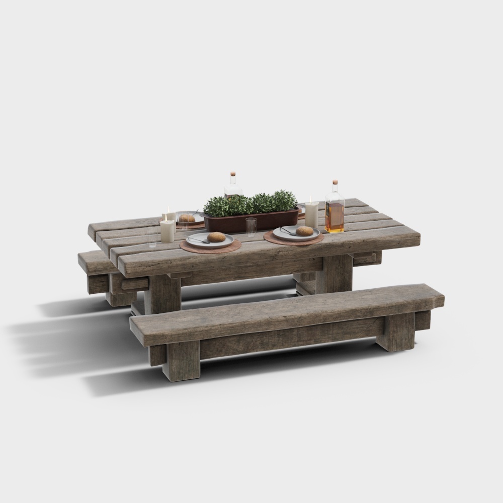 Modern outdoor dining table chairs - light wood long tables