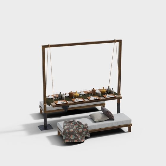 Modern Rustic Swing Bed 3D model