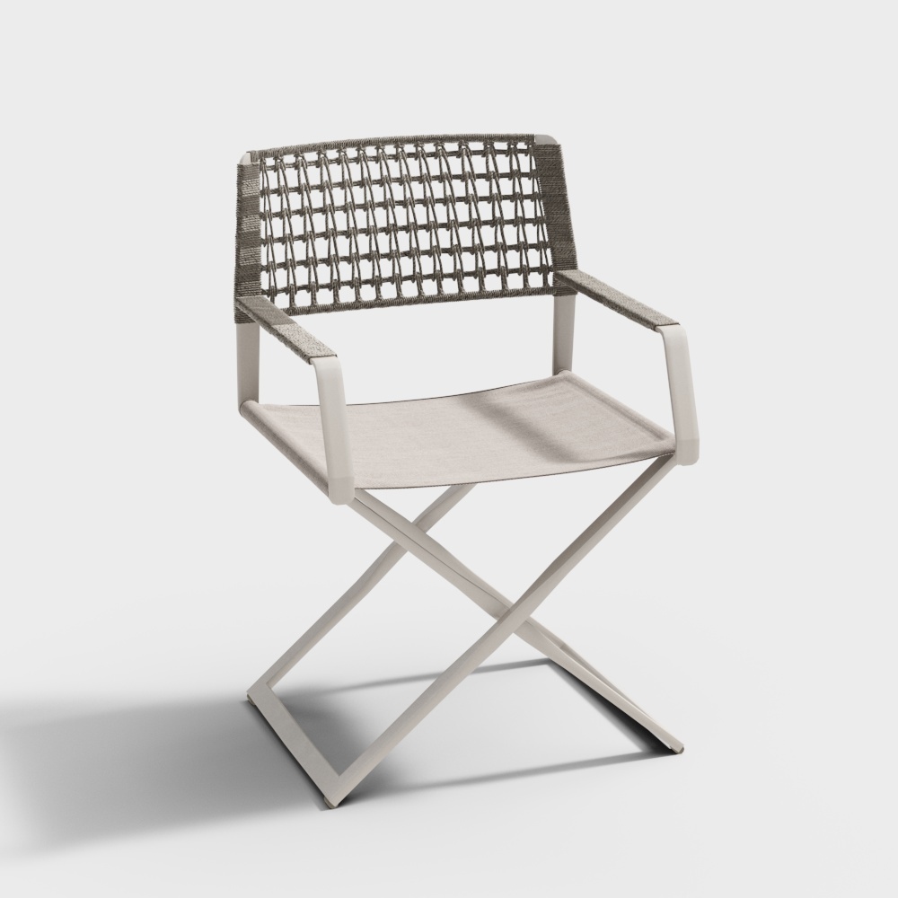 Folding Chair 3D Model – Minimalist Beige Fabric Design