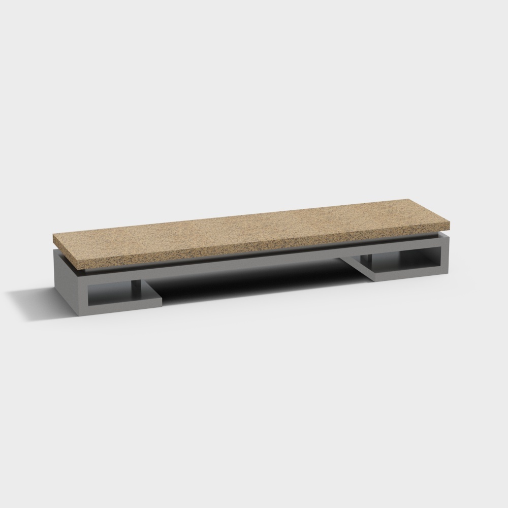 Stylish Minimalist Bench 3D model for Urban Aesthetics