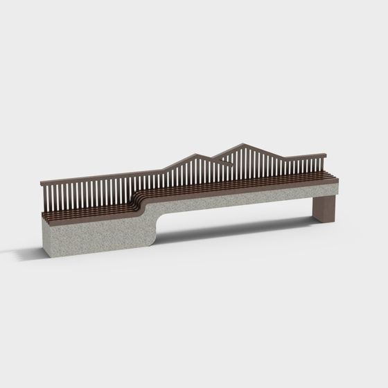 Artistic Low-Poly Park Bench 3D model