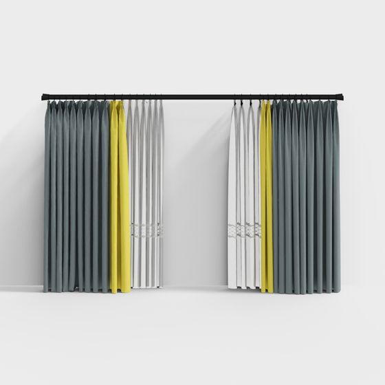 Stylish 3D Curtain Model for Contemporary Spaces