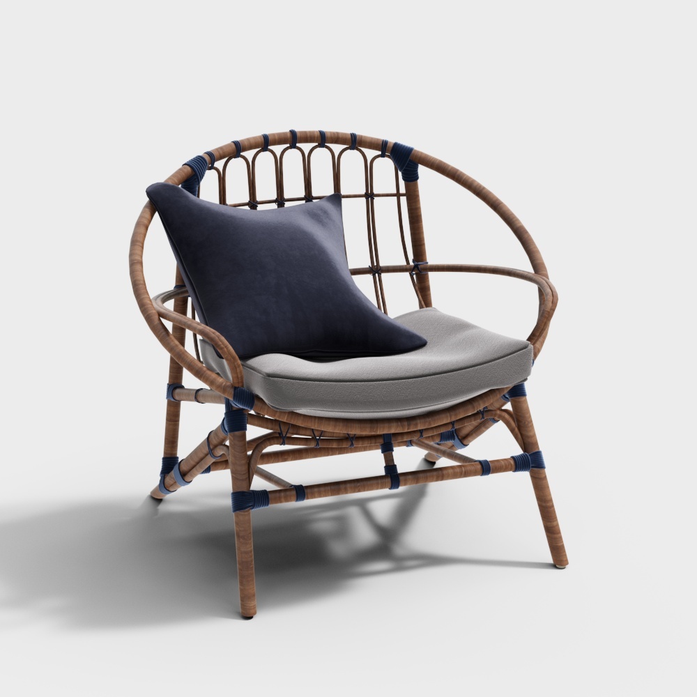 Stylish Low Polygon Rattan Chair – Warm Woven Bamboo