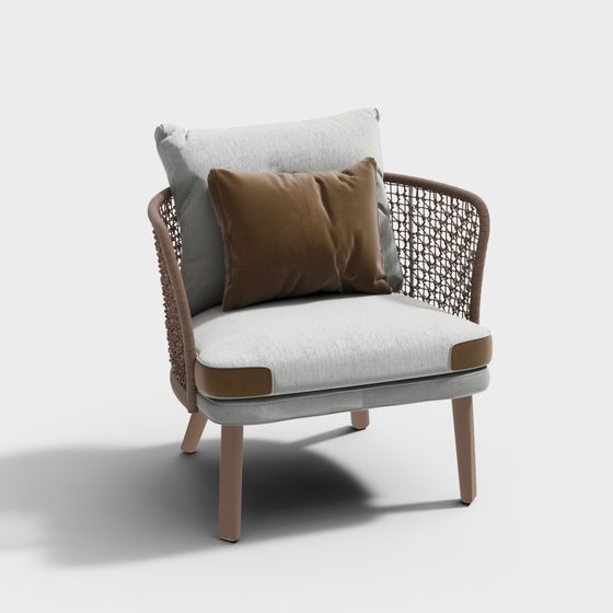 Elegant Low-Poly Rattan Chair 3D model