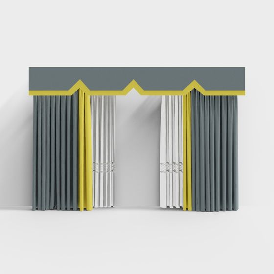 Elegant Origami Curtain Low-Poly 3D Model