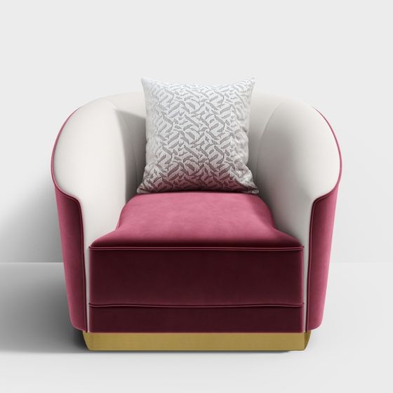 Elegant Low-Polygon Velvet Armchair 3D model