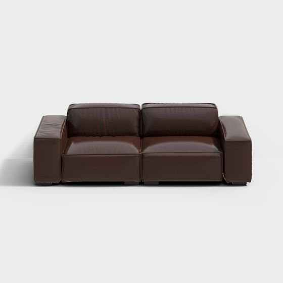 Elegant Brown Leather Sofa 3D model for Various Spaces