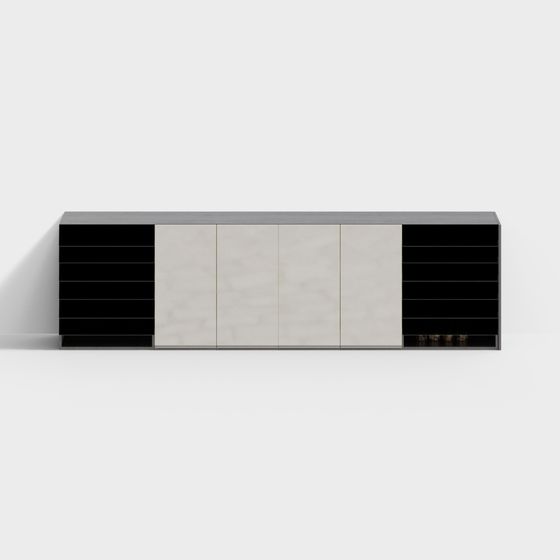 Black and Gray Stove Cabinet 3D Model