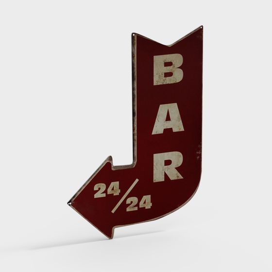 24/24 Bar Sign 3D Model