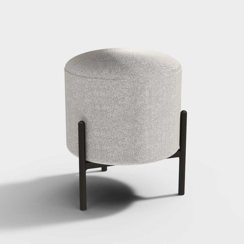 북유럽 표정 린 라운드 교각 중고풍 빈티지 포 양식 벤치 가정용 신발 의자 화장 의자 흰색