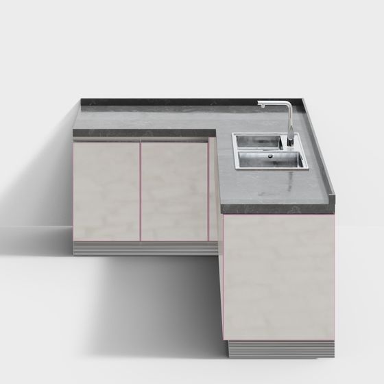 Chic Marble Kitchen Countertop 3D model for Modern Spaces