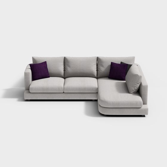 Beige L-Shaped Modern Sofa 3D Model for Cozy Living Spaces