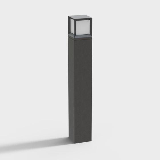 Modern Iron Outdoor Light 3D Model - Square Design in Gray