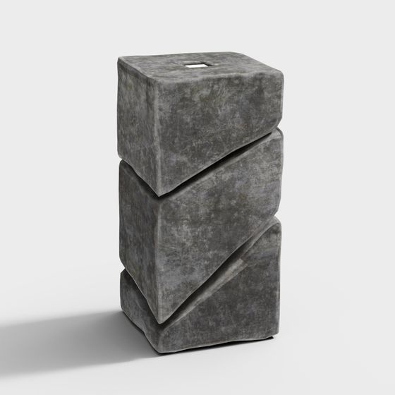 Gray Modern Stone Outdoor Lights 3D Model for Outdoor Spaces