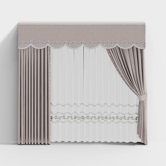 Stylish Low-Poly Curtain 3D model for Modern Spaces