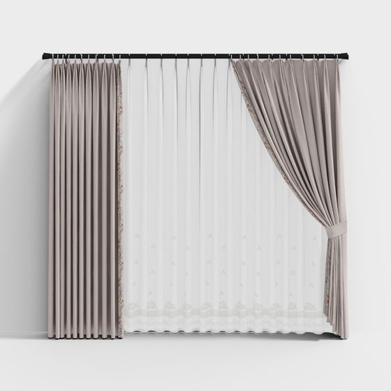 Elegant Curtains 3D model for Tranquil Interiors