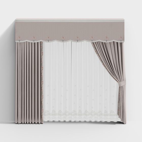 Stylish Curtain 3D model for Classic Interiors