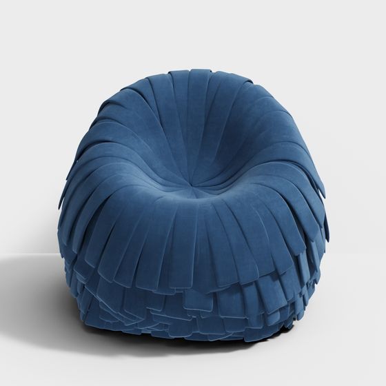 Blue Velvet Pleat Chair 3D model