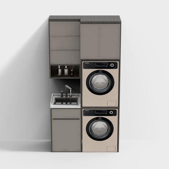 Stylish Washing Machine Combo 3D model for Modern Interiors