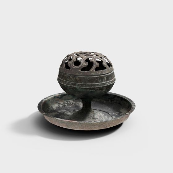 Exquisite Ancient-Inspired Incense Burner 3D model