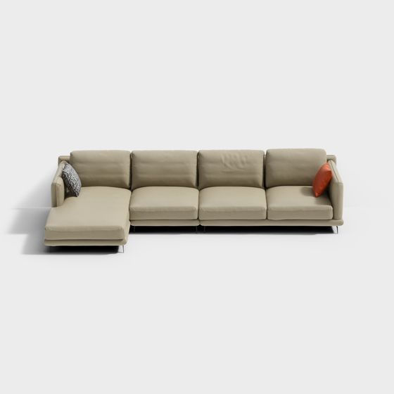 Stylish Urban Comfort Low-Poly Sofa 3D model