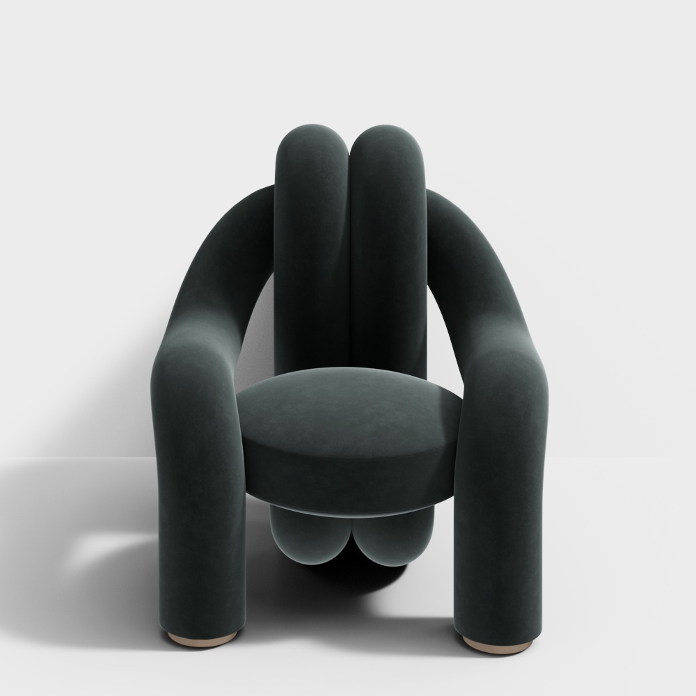 Unique Low-Poly Chair 3D Model – Velvet Upholstered Seat