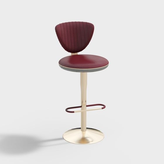 Elegant Bar Stool 3D Model with Unique Design