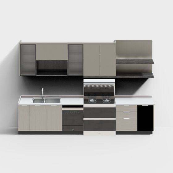 Modern Minimalist Kitchen Design 3D model