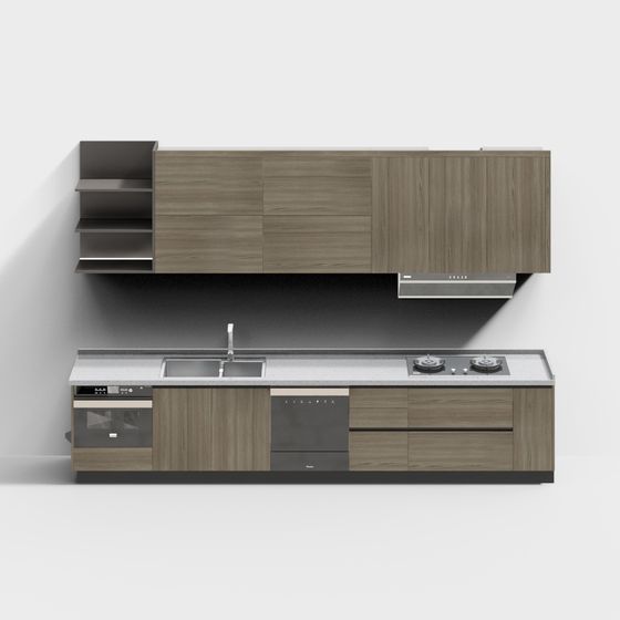 Stylish Low-Poly Kitchen 3D model