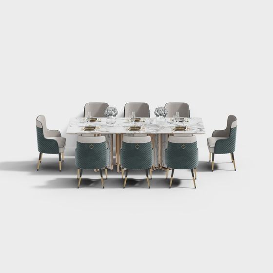Elegant Dining Table Set 3D Model