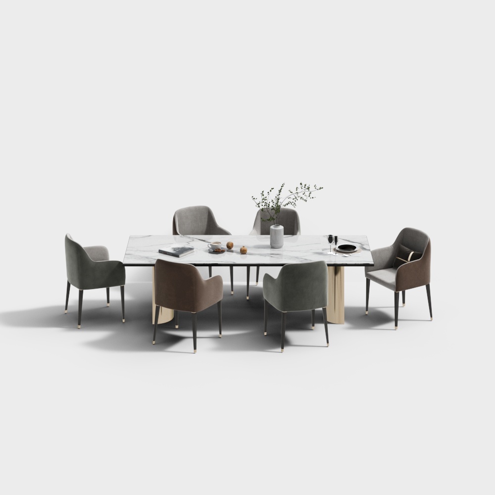 Modern Dining Set Long Table Chair Set