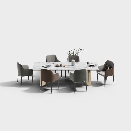 Urban Dining Table and Chair Set 3D model
