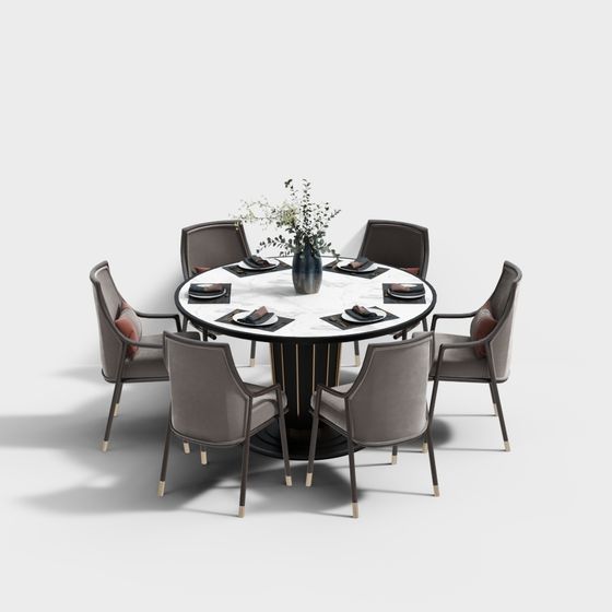 Stylish Dining Table and Chair 3D model for Modern Interiors